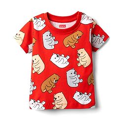 Babyhug Cotton Knit Half Sleeves Co-ords  Night Suit With Bear Print - Red