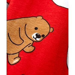 Babyhug Cotton Knit Half Sleeves Co-ords  Night Suit With Bear Print - Red