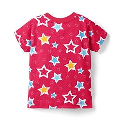 Babyhug Cotton Knit Half Sleeves Co-ords  Night Suit With Stars Print - Red