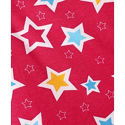 Babyhug Cotton Knit Half Sleeves Co-ords  Night Suit With Stars Print - Red