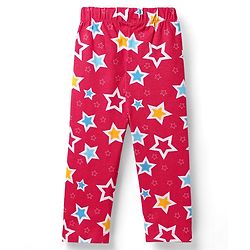 Babyhug Cotton Knit Half Sleeves Co-ords  Night Suit With Stars Print - Red