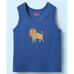 Babyhug 100% Cotton Sleeveless Animal Printed & Striped Sando Pack Of 3 -Orange Navy Blue & Yellow