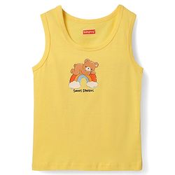 Babyhug 100% Cotton Sleeveless Teddy & Star Printed Sando Pack Of 3 -Purple Yellow & Blue