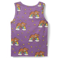 Babyhug 100% Cotton Sleeveless Teddy & Star Printed Sando Pack Of 3 -Purple Yellow & Blue