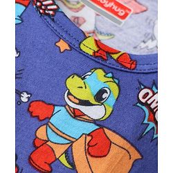 Babyhug 100% Cotton Single Jersey Knit Sleeveless Sando With Stripes & Dino Print Pack Of 3 - Red & Navy Blue