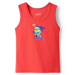 Babyhug 100% Cotton Single Jersey Knit Sleeveless Sando With Stripes & Dino Print Pack Of 3 - Red & Navy Blue