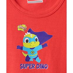 Babyhug 100% Cotton Single Jersey Knit Sleeveless Sando With Stripes & Dino Print Pack Of 3 - Red & Navy Blue