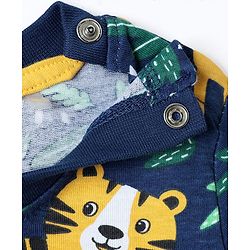 Babyhug Cotton Knit Half Sleeves Co-ords  Night Suit With Animals Print - Navy Blue