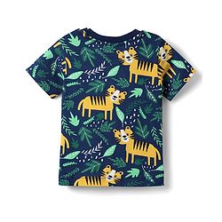 Babyhug Cotton Knit Half Sleeves Co-ords  Night Suit With Animals Print - Navy Blue