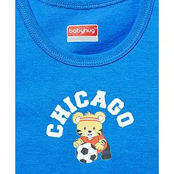 Babyhug 100% Cotton Single Jersey Knit Sando Stripes & Animal Print Pack Of 3 - Yellow Navy Blue & Blue