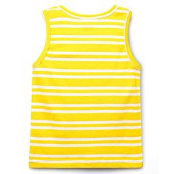 Babyhug 100% Cotton Single Jersey Knit Sando Stripes & Animal Print Pack Of 3 - Yellow Navy Blue & Blue