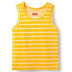 Babyhug 100% Cotton Single Jersey Knit Sleeveless Sando Vest with Stripe Design - Yellow