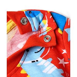 Babyhug Cotton Knit Half Sleeves Co-Ord Night Suit with Animal Print - Orange