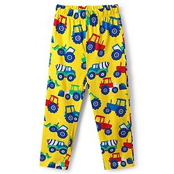 Babyhug Cotton Knit Half Sleeves Co-ords Night Suit with Vehicle Print - Yellow