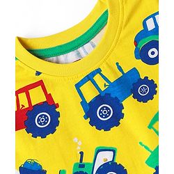Babyhug Cotton Knit Half Sleeves Co-ords Night Suit with Vehicle Print - Yellow