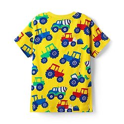 Babyhug Cotton Knit Half Sleeves Co-ords Night Suit with Vehicle Print - Yellow