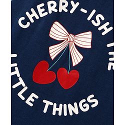 Babyhug 100% Cotton Knit Half Puffed Sleeves T-Shirts with Bow & Heart Print Pack of 3 - Red White & Navy Blue