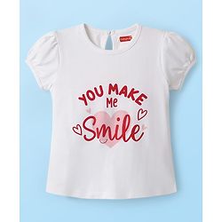 Babyhug 100% Cotton Knit T-Shirts with Text Heart Print & Patch Detailing Pack of 3 - Red Pink & White