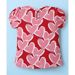 Babyhug 100% Cotton Knit T-Shirts with Text Heart Print & Patch Detailing Pack of 3 - Red Pink & White
