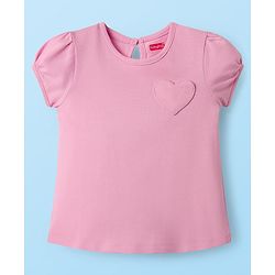 Babyhug 100% Cotton Knit T-Shirts with Text Heart Print & Patch Detailing Pack of 3 - Red Pink & White