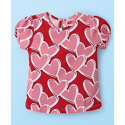 Babyhug 100% Cotton Knit T-Shirts with Text Heart Print & Patch Detailing Pack of 3 - Red Pink & White