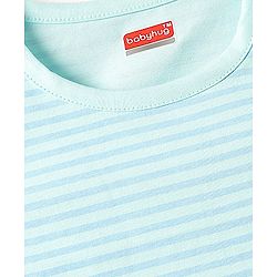 Babyhug Interlock Knit Sleeveless Striped Tank T-Shirt & Shorts Set - Light Blue