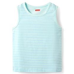 Babyhug Interlock Knit Sleeveless Striped Tank T-Shirt & Shorts Set - Light Blue