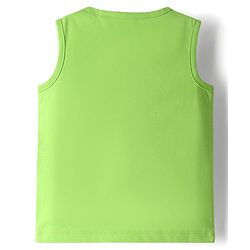 Babyhug Single Jersey Knit Sleeveless Tank T-Shirt & Shorts Set with Beach Theme Print - Navy Blue & Lime Green