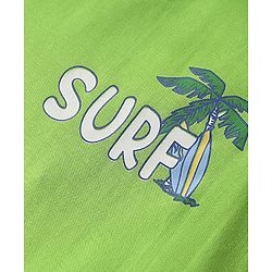 Babyhug Single Jersey Knit Sleeveless Tank T-Shirt & Shorts Set with Beach Theme Print - Navy Blue & Lime Green