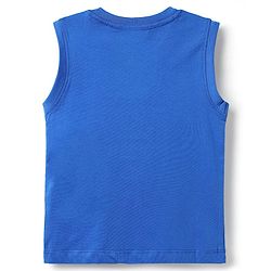 Babyhug Single Jersey Knit Sleeveless Tank T-Shirt & Shorts Set with Animal Print - Blue & Orange