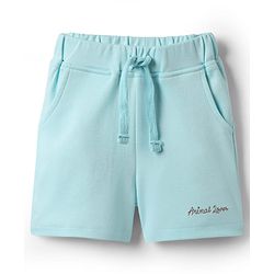 Babyhug Interlock Knit Half Sleeves T-Shirt & Shorts Set with Jungle Theme Print - Light Blue