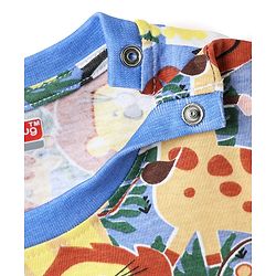 Babyhug Interlock Knit Half Sleeves T-Shirt & Shorts Set with Jungle Theme Print - Light Blue