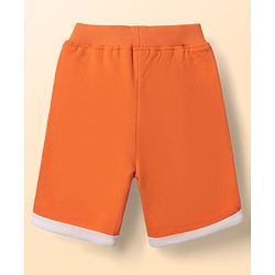 Babyhug Single Jersey Knit Half Sleeves T-Shirt & Shorts Set With Stripes & Animal Patch - Rust Orange