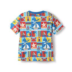 Babyhug Cotton Knit Half Sleeves Co-ords Shorts Night Suit with Nautical Theme Print - Blue