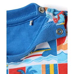 Babyhug Cotton Knit Half Sleeves Co-ords Shorts Night Suit with Nautical Theme Print - Blue