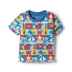 Babyhug Cotton Knit Half Sleeves Co-ords Shorts Night Suit with Nautical Theme Print - Blue