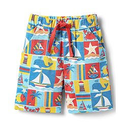 Babyhug Cotton Knit Half Sleeves Co-ords Shorts Night Suit with Nautical Theme Print - Blue