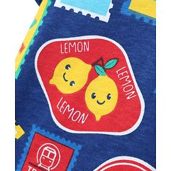 Babyhug Cotton Knit Half Sleeves Co-ords Shorts Night Suit with Tropical Theme Print - Navy Blue