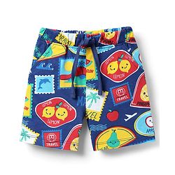 Babyhug Cotton Knit Half Sleeves Co-ords Shorts Night Suit with Tropical Theme Print - Navy Blue