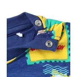 Babyhug Cotton Knit Half Sleeves Co-ords Shorts Night Suit with Tropical Theme Print - Navy Blue