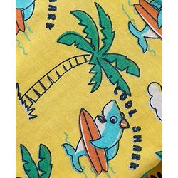 Babyhug Cotton Knit Half Sleeves Co-ords Shorts Night Suit With Beach Theme Print - Yellow