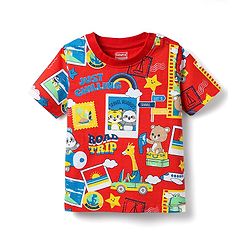 Babyhug Cotton Knit Half Sleeves Co-ords Shorts Night Suit With Animals Print - Red