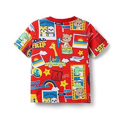 Babyhug Cotton Knit Half Sleeves Co-ords Shorts Night Suit With Animals Print - Red