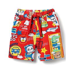 Babyhug Cotton Knit Half Sleeves Co-ords Shorts Night Suit With Animals Print - Red