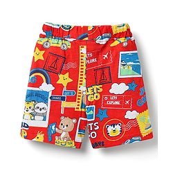 Babyhug Cotton Knit Half Sleeves Co-ords Shorts Night Suit With Animals Print - Red