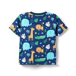 Babyhug Cotton Knit Half Sleeves Co-ords Shorts Night Suit with Jungle Theme Print - Navy Blue