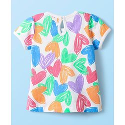 Babyhug 100% Cotton Knit Half Sleeves T-Shirts With Polka Dots Heart & Enjoy The Day Text Print Pack of 3 - Pink & White