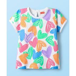 Babyhug 100% Cotton Knit Half Sleeves T-Shirts With Polka Dots Heart & Enjoy The Day Text Print Pack of 3 - Pink & White