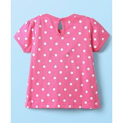 Babyhug 100% Cotton Knit Half Sleeves T-Shirts With Polka Dots Heart & Enjoy The Day Text Print Pack of 3 - Pink & White