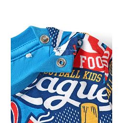 Babyhug Cotton Knit Full Sleeves Co-ords Night Suit With Basket Ball Print - Multicolour